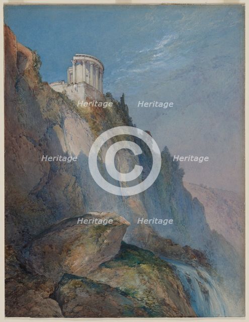 The Temple of Vesta and the Falls at Tivoli, 1859. Creator: William Callow (British, 1812-1908).
