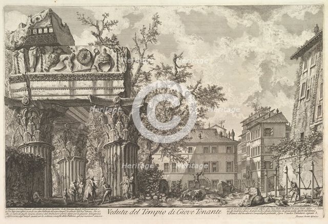 The Temple of Vespasian and Titus (Veduta del Tempio di Giove Tonante), ca. 1756. Creator: Giovanni Battista Piranesi.