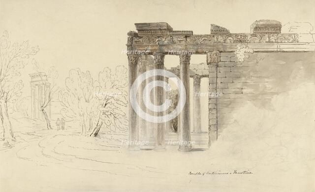 The Temple of Antoninus and Faustina in Rome, 1816-1820. Creator: Hugh William Williams.