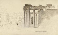 The Temple of Antoninus and Faustina in Rome, 1816-1820. Creator: Hugh William Williams