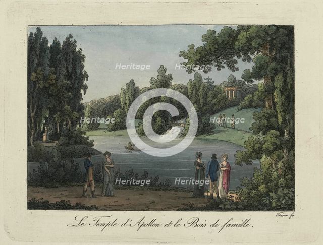 The Temple of Apollo and Cascade in the Pavlovsk park, 1810s. Creator: Thurner (active first quarter of the 19th century).