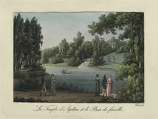 The Temple of Apollo and Cascade in the Pavlovsk park, 1810s. Creator: Thurner (active first quarter of the 19th century)