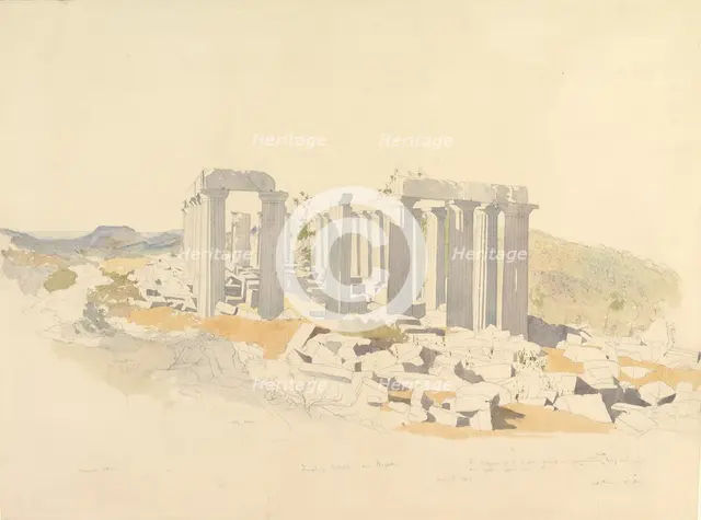 The Temple of Apollo at Bassae, 1843. Creator: Thomas Hartley Cromek.