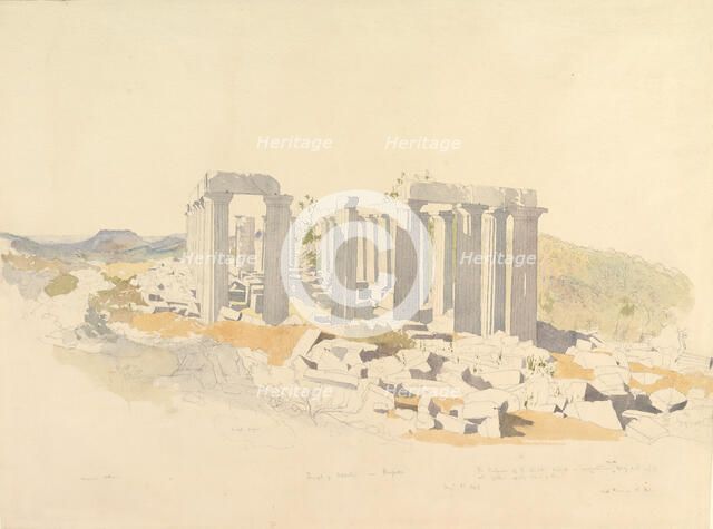 The Temple of Apollo at Bassae, 1843. Creator: Thomas Hartley Cromek.