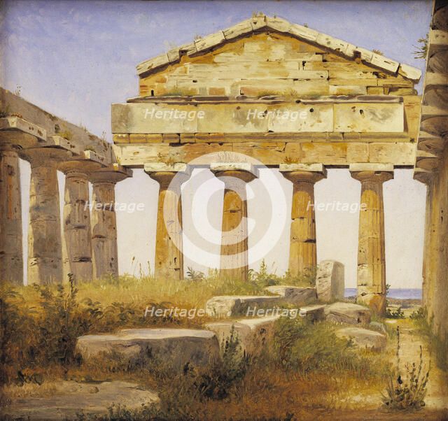 The Temple of Athena in Paestum;Formerly known as the Ceres Temple in Paestum, 1838. Creator: Constantin Hansen.