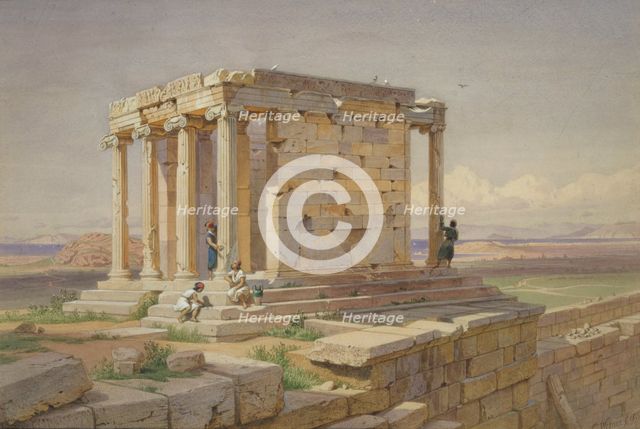 The Temple of Athena Nike. View from the North-East, 1877. Artist: Werner, Carl Friedrich Heinrich (1808-1894)