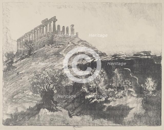 The Temple of Concord on the Wall, Girgenti, 1913. Creator: Joseph Pennell.