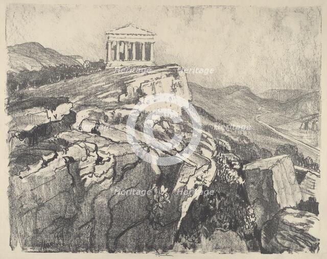 The Temple of Concord on the Wall, Girgenti, 1913. Creator: Joseph Pennell.