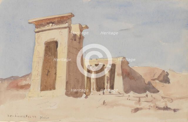 The Temple of Dendur, showing the Pylon, 1874. Creator: Frederick Arthur Bridgman.