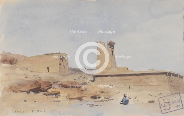 The Temple of Dendur, Showing the Pylon and Terrace, 1874. Creator: Frederick Arthur Bridgman.