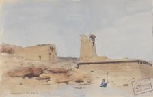 The Temple of Dendur, Showing the Pylon and Terrace, 1874. Creator: Frederick Arthur Bridgman