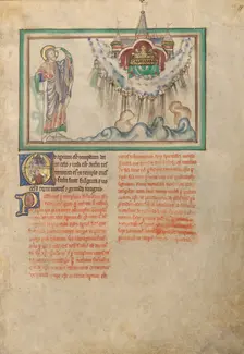 The Temple of God with the Tabernacle in the Sky; Dyson Perrins Apocalypse, about 1255-1260. Creator: Unknown