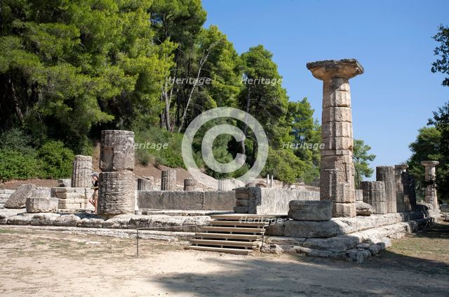 The Temple of Hera at Olympia, Greece. Creator: Samuel Magal.