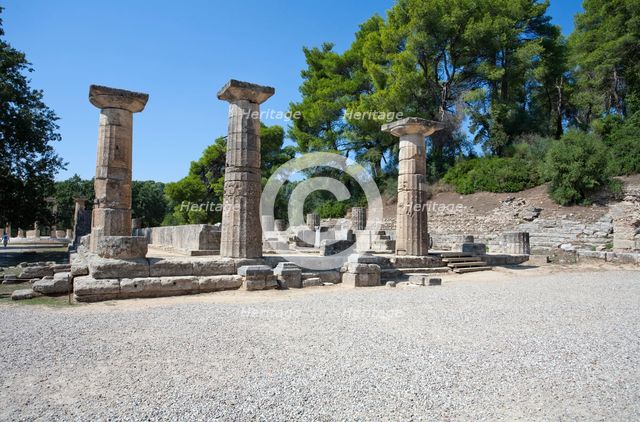 The Temple of Hera at Olympia, Greece. Creator: Samuel Magal.