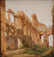 The Temple of Hera at Paestum, Italy;The so-called Temple of Poseidon at Paestum, 1838. Creator: Jorgen Pedersen Roed