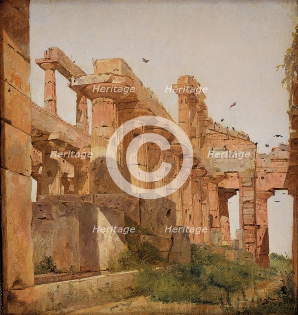 The Temple of Hera at Paestum, Italy;The so-called Temple of Poseidon at Paestum, 1838. Creator: Jorgen Pedersen Roed.