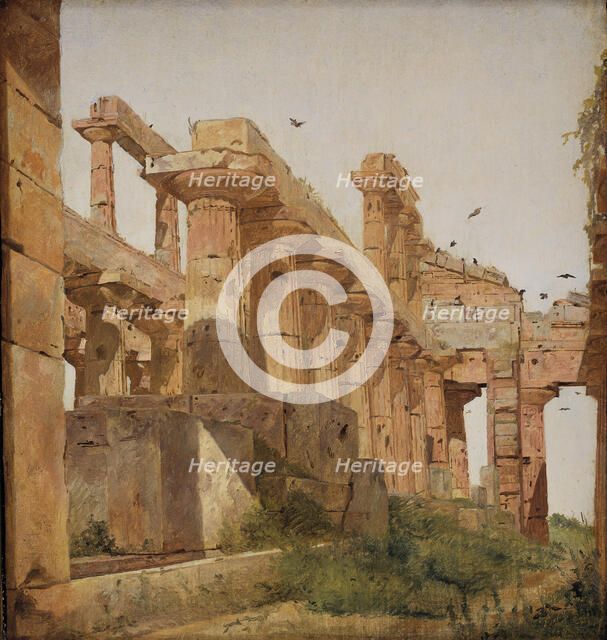 The Temple of Hera at Paestum, Italy;The so-called Temple of Poseidon at Paestum, 1838. Creator: Jorgen Pedersen Roed.