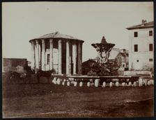 The Temple of Hercules Victor and the Fountain of the Tritons, Rome, c1858. Creator: Jane Martha St. John