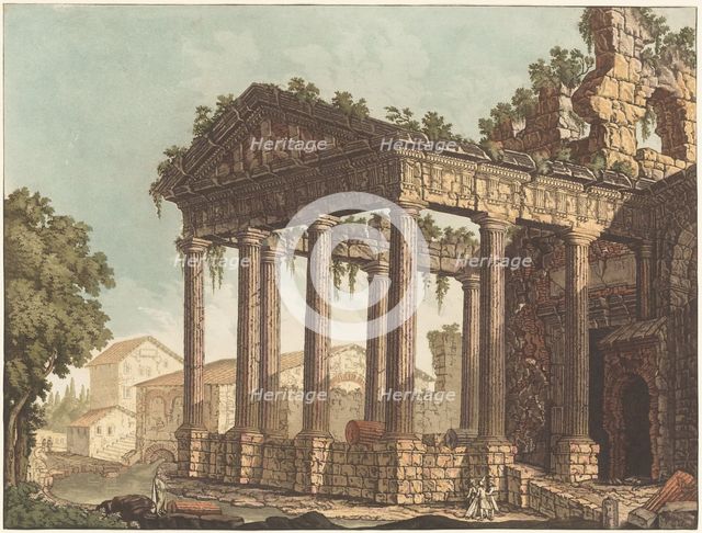 The Temple of Hercules at Cori, c.1784. Creator: Johann Gottlieb Prestel.