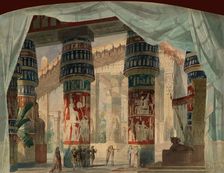 The Temple of Isis. Stage design for Act III of the Opera "Mosè in Egitto" by Gioacchino..., c1863. Creator: Moynet, Jean-Pierre (1819-1876)