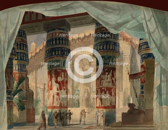 The Temple of Isis. Stage design for Act III of the Opera "Mosè in Egitto" by Gioacchino..., c1863. Creator: Moynet, Jean-Pierre (1819-1876).