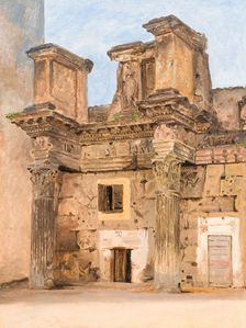 The Temple of Minerva on the the Forum of Nerva in Rome, c.1840. Creator: Constantin Hansen