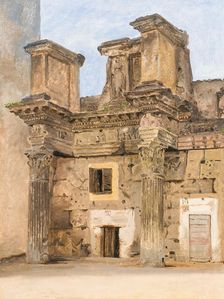 The Temple of Minerva on the the Forum of Nerva in Rome, c.1840. Creator: Constantin Hansen