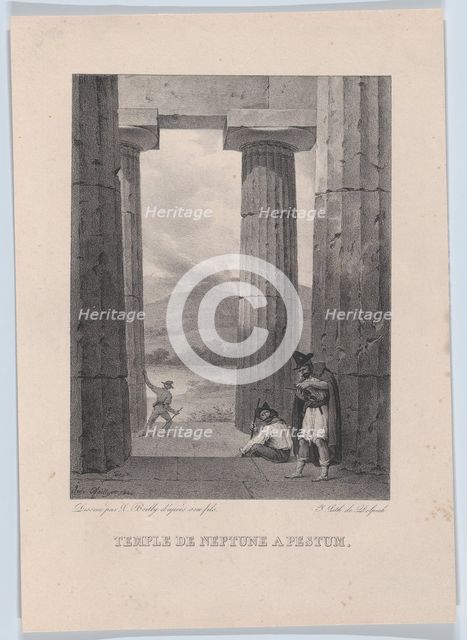 The Temple of Neptune in Pestum, 1826. Creator: Louis Leopold Boilly.