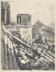 The Temple of Nike, Athens, 1913. Creator: Joseph Pennell