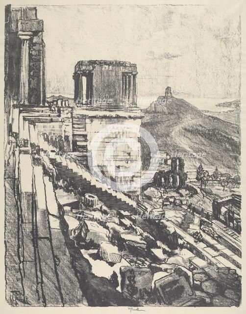 The Temple of Nike, Athens, 1913. Creator: Joseph Pennell.