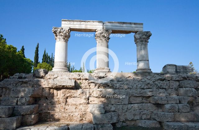 The Temple of Octavia (Temple E) at Corinth, Greece. Creator: Samuel Magal.