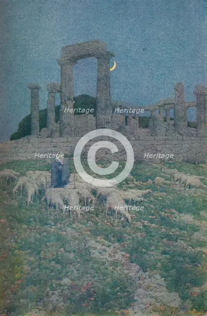'The Temple of Poseidon and Athene or Aegina', 1913. Artist: Jules Guerin.