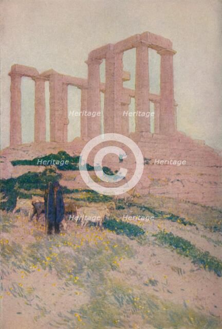 'The Temple of Poseidon and Athene at Sunium', 1913. Artist: Jules Guerin.