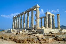 The Temple of Poseidon, Cape Sounion, Greece. Creator: Samuel Magal
