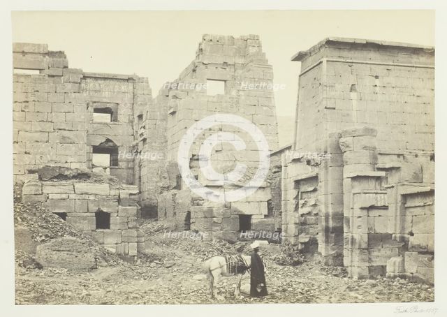 The Temple Palace, Medinet Haboo, 1857. Creator: Francis Frith.