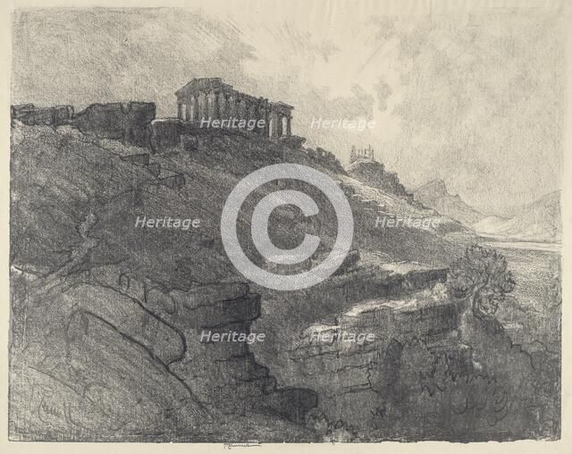The Temples on the Wall, Girgenti, 1913. Creator: Joseph Pennell.