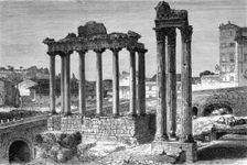 The Temples of Saturn and Vespasian, the Roman Forum, Rome, Italy, 19th century.Artist: Ettling