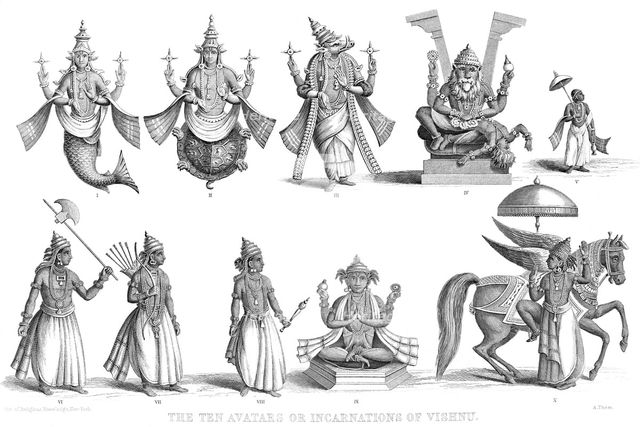 'The Ten Avatars or Incarnations of Vishnu', c1880. Artist: Unknown