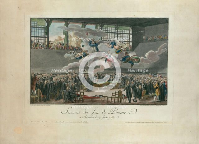 The Tennis Court Oath on 20 June 1789. Creator: Helman, Isidore Stanislas (1743-1806/9).