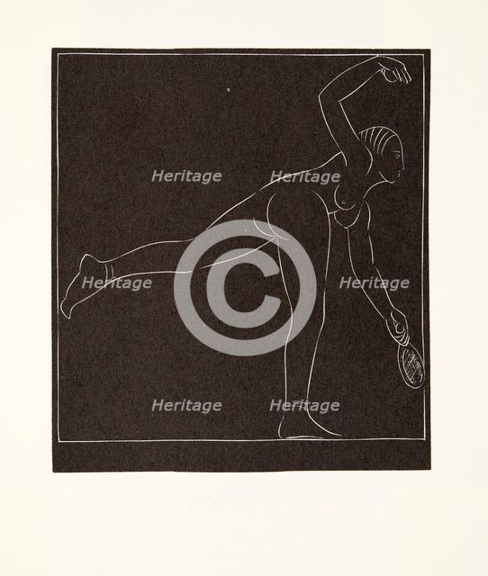 The Tennis Player, 1923, (wood engraving).