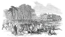 The Tenantry and Pitmen assembling at "The Towers", at Poynton, 1850. Creator: Unknown