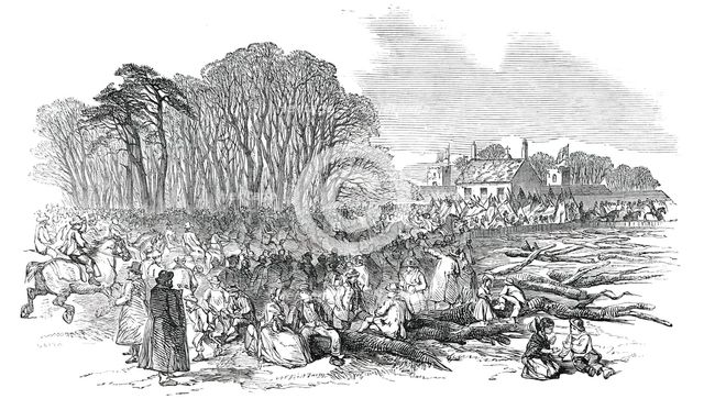 The Tenantry and Pitmen assembling at "The Towers", at Poynton, 1850. Creator: Unknown.