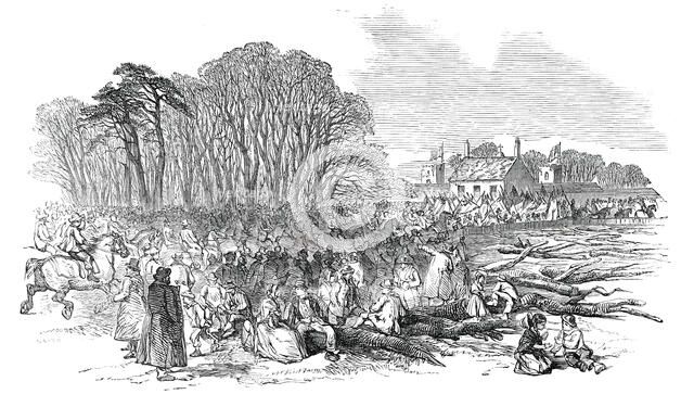 The Tenantry and Pitmen assembling at "The Towers", at Poynton, 1850. Creator: Unknown.