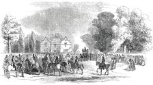 The Tenantry Assembling at the Lodge, (funeral of Sir Robert Peel), 1850. Creator: Unknown