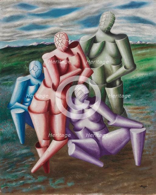 The tender quartet (Homage to Raphael), 1928. Creator: Savinio; Alberto (1891-1952).