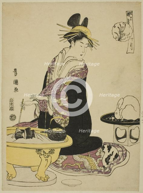 The Tenth Month (Ju gatsu), from the series "Fashionable Twelve Months (Furyu junikagetsu)", c.1793. Creator: Utagawa Toyokuni I.