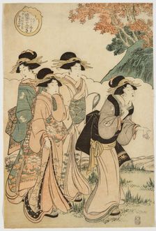 The Tenth Month: Viewing Autumn Leaves at Kaian-ji Temple. Creator: Utagawa Toyokuni I