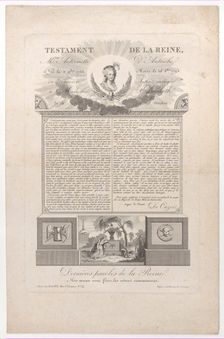 The testament and last words of Marie Antoinette, 1793-1819., 1793-1819. Creator: Anon