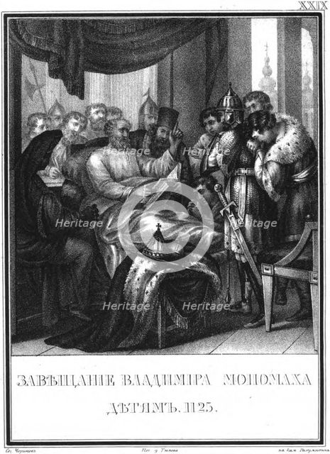The Testament of Vladimir Monomakh to Children, 1125 (From Illustrated Karamzin), 1836. Artist: Chorikov, Boris Artemyevich (1802-1866)