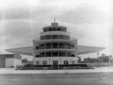 The terminal building and control tower at Elmdon Airport, Birmingham, West Midlands, 1939. Artist: Herbert Felton